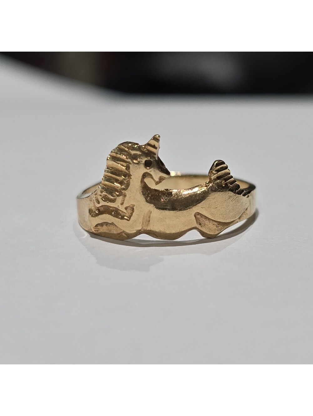 vintage 10k yellow gold unicorn ring